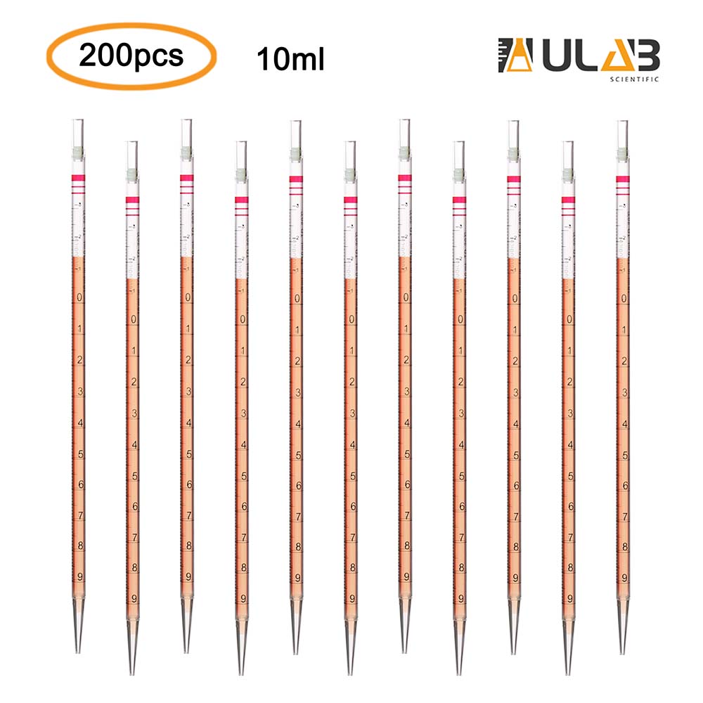 ulab科学一次性血清移液器,带刻度的10ml,ps材料,gamma无菌,每包200个